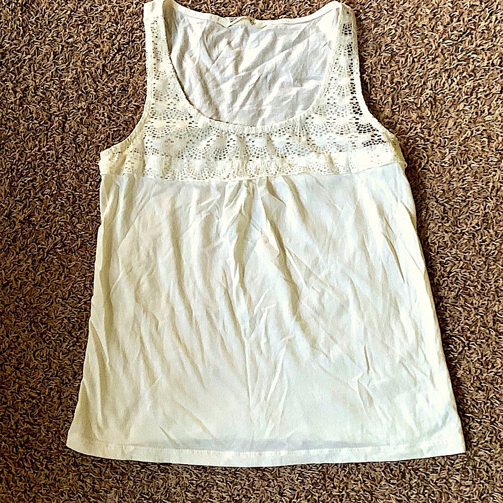 Old Navy Lace Detail Tank Top-M Ivory Minimalist Lagenlook Summer